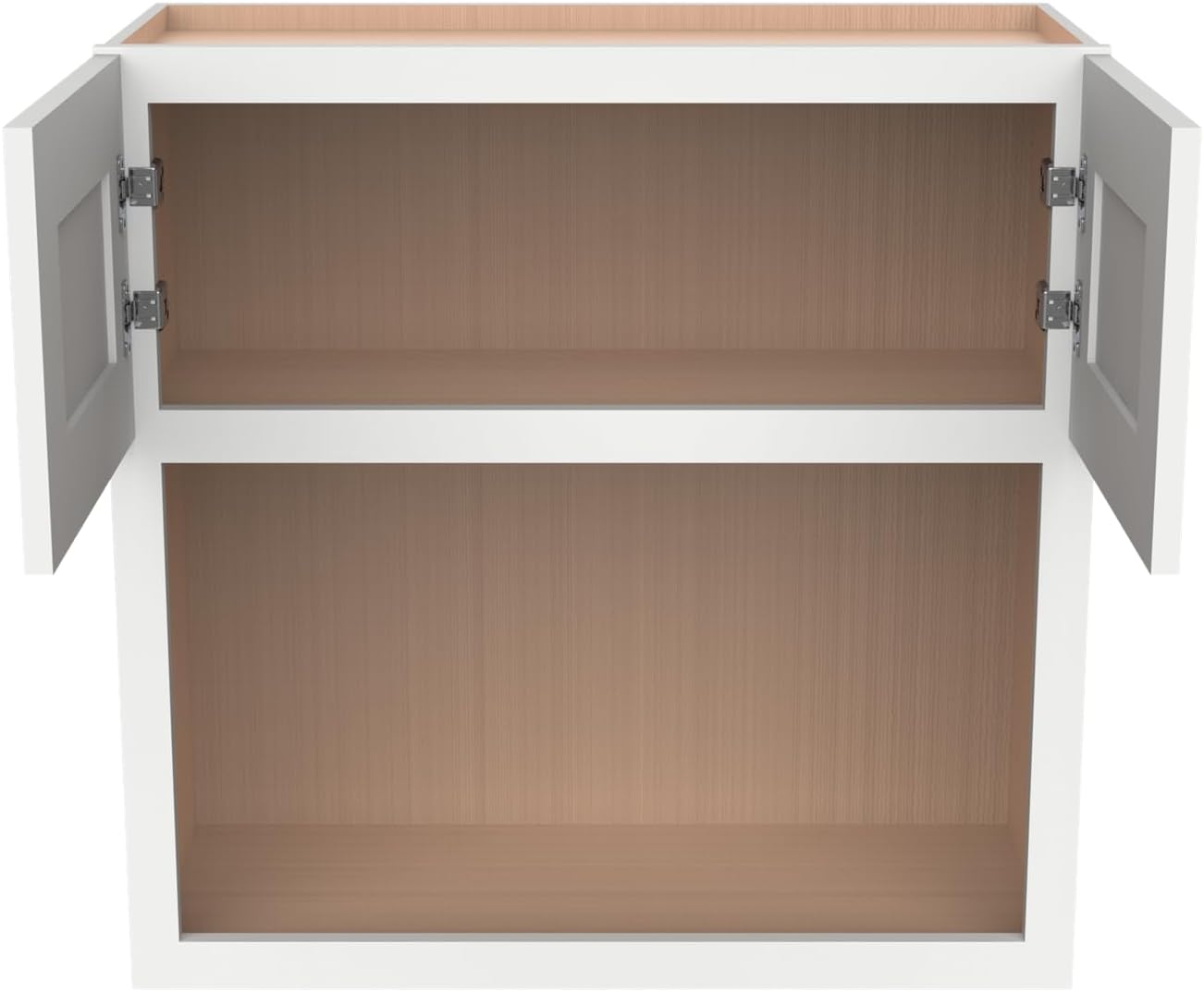 Solid Wood RTA Wall Microwave Cabinet with Open Shelves – Shaker Style, Space-Saving Kitchen Pantry Storage, Durable and Versatile Wall-Mounted Organizer (SK-Origami White, 30