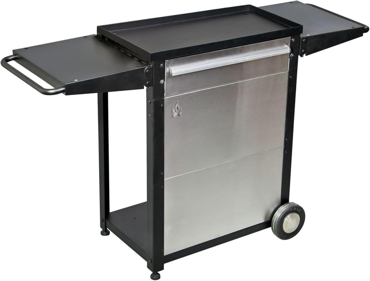 Camp Chef Patio Cart - Portable Storage Cart for Outdoor Cooking - With Side Shelves, Utensil Drawer, Propane Tank Storage & More - Top Measures 16″ x 25.5″