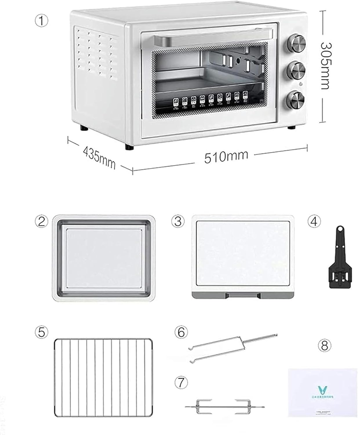 AMNOOL Tabletop Electric Oven 32L Electric Ovens Pizza Bake Microwave Kitchen Furnace Air Grill Intelligent Control Stove Aesthetic and Practical-1*