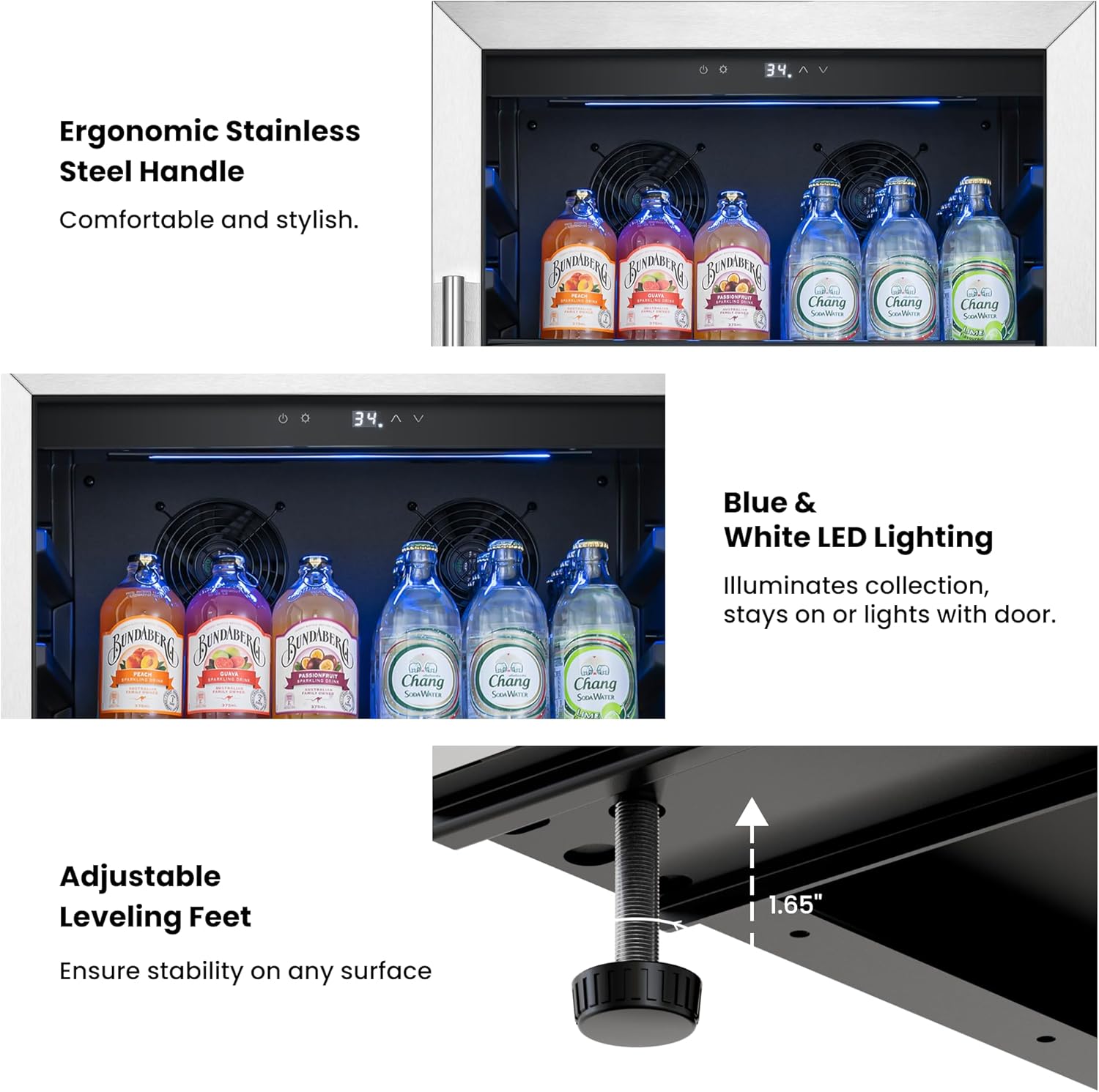 Yeego 48 Inch Wine and Beverage Refrigerator (2 x 24 Units), 238 Can and 89 Bottle Cooler with Lock, 34-65℉ Built-in Beer Fridge with Glass Door, Wine Refrigerator for Home, Office, Bar (19.4 Cu.ft)