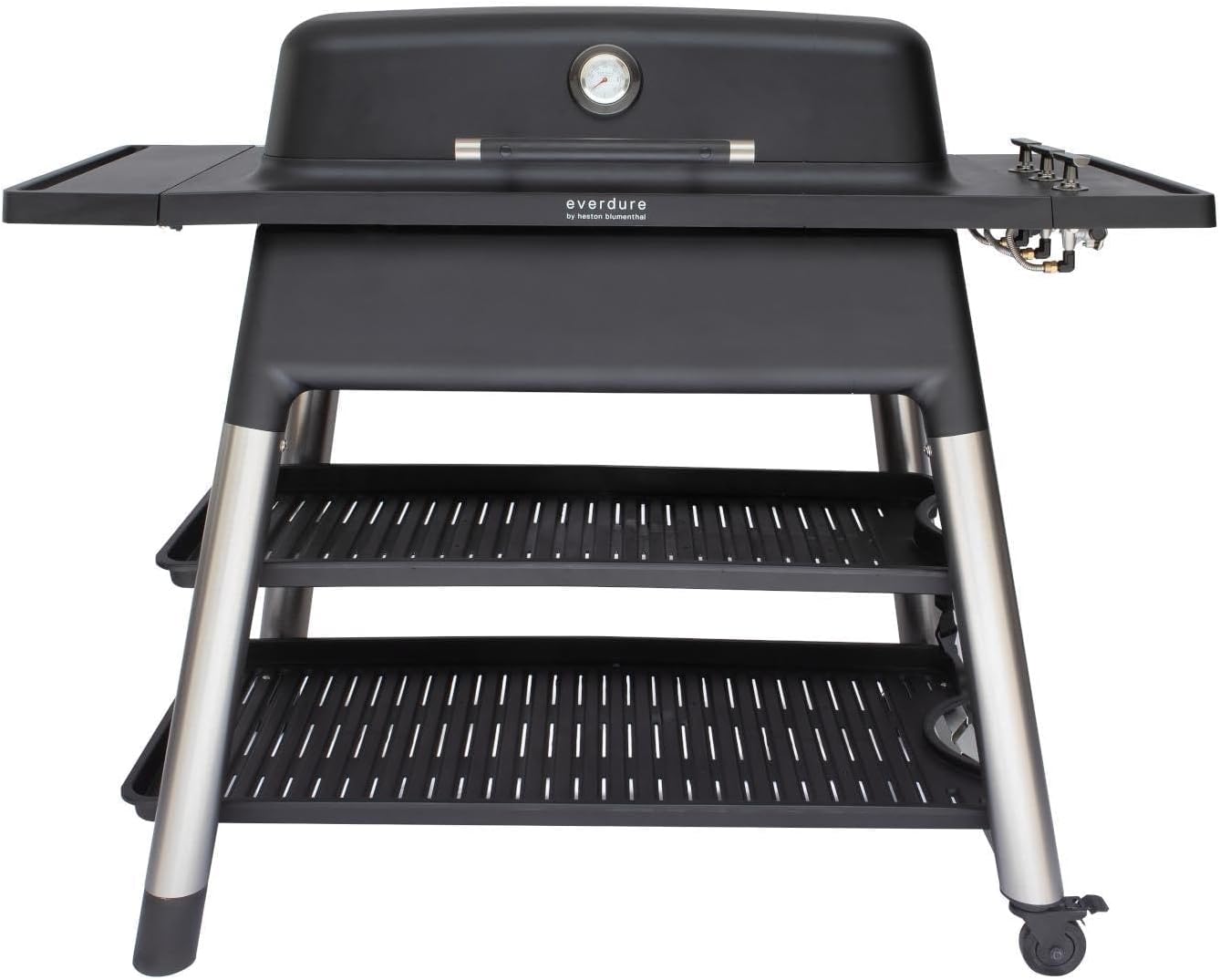 Everdure Furnace 3-Burner Gas Grill, Liquid Propane Portable BBQ Grill with Die-Cast Aluminum Body and Fast-Ignition Technology, 466 Square Inches of Grilling Surface, Adjustable Height, Matte Black