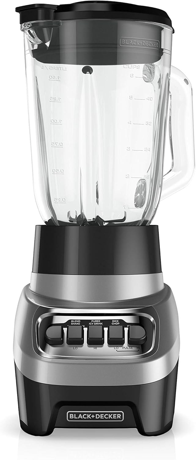 BLACK+DECKER PowerCrush Multi-Function Blender with 6-Cup Glass Jar, 4 Speed Settings, Silver & 2-Slice Extra Wide Slot Toaster, One Size