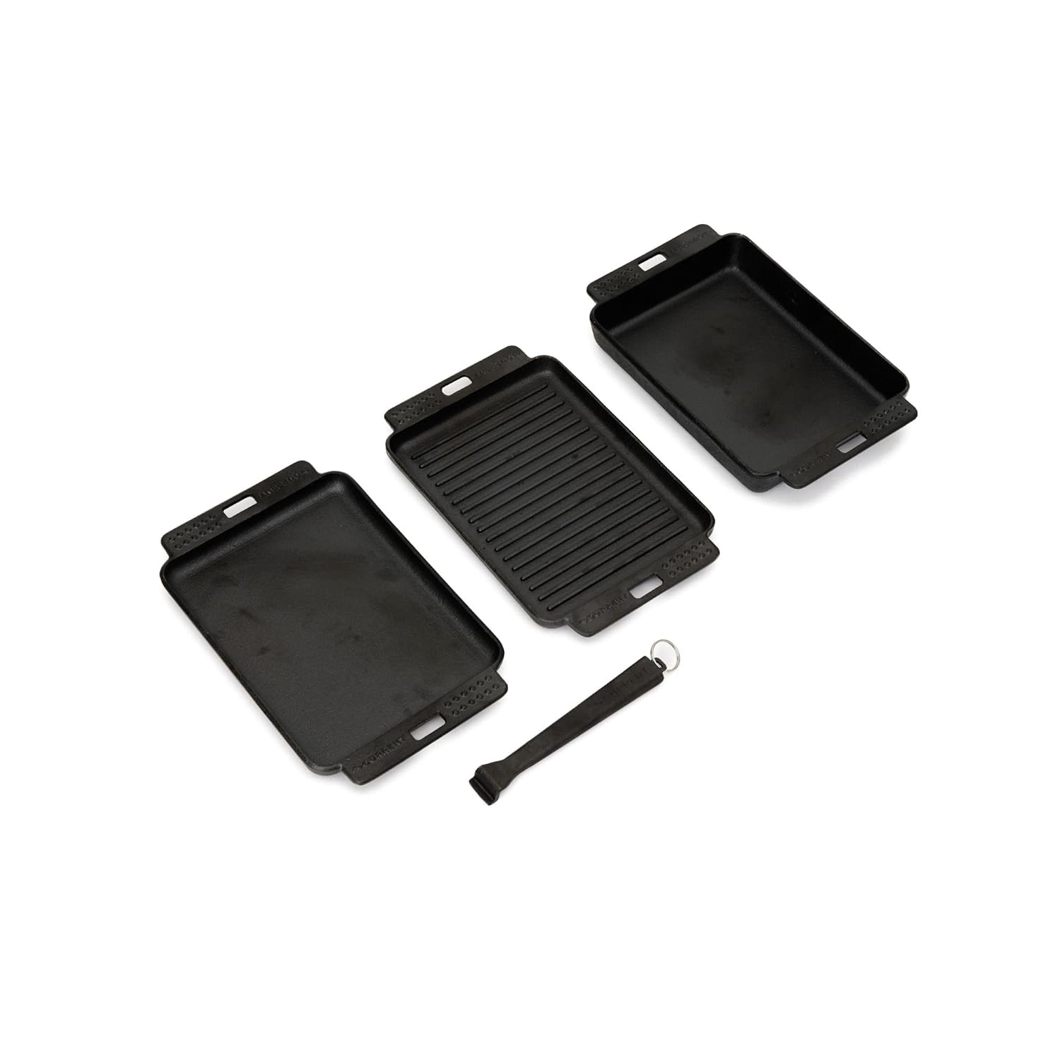 Current Cast Iron Sizzle Plates 3-Piece Set - Deep Pan, Shallow Pan, Grill Pan with Removable Handle, Pre-Seasoned, Heat Retention, Compatible Model P Pizza Oven