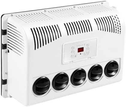 12V Truck Cab Air Conditioner,11000 BTU Split AC Fits Semi Trucks Bus RV Caravan Mini Split RV Truck Air Conditioner, Fits for Universal Caravans, RVs (Red, White1)