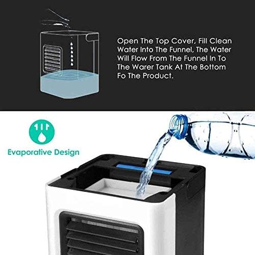 Air Conditioner Cooler Personal Air Cooler USB Coolers,Silent Air Evaporative with 375ml Water Tank,Portable LED Table Fan,Ultra-Quiet Table Fan for Home Office
