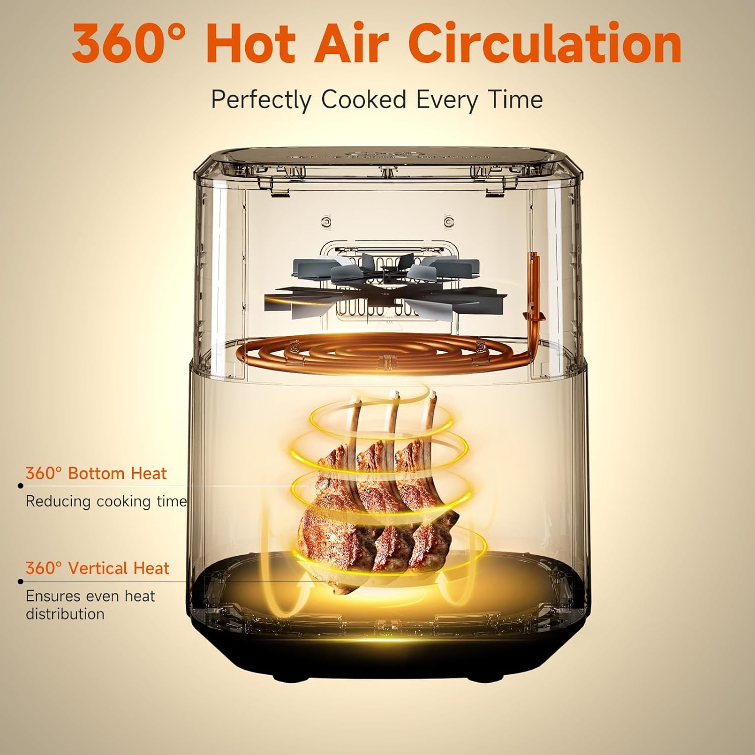 Kitchen Elite Air Fryer Stainless Steel with View Window, XL 8.5QT Large Airfryer, 8-in-1 Digital Control, 400°F Temp Controls, Nonstick Dishwasher-Safe, Space-Saving, Roast, Broil, 1500W