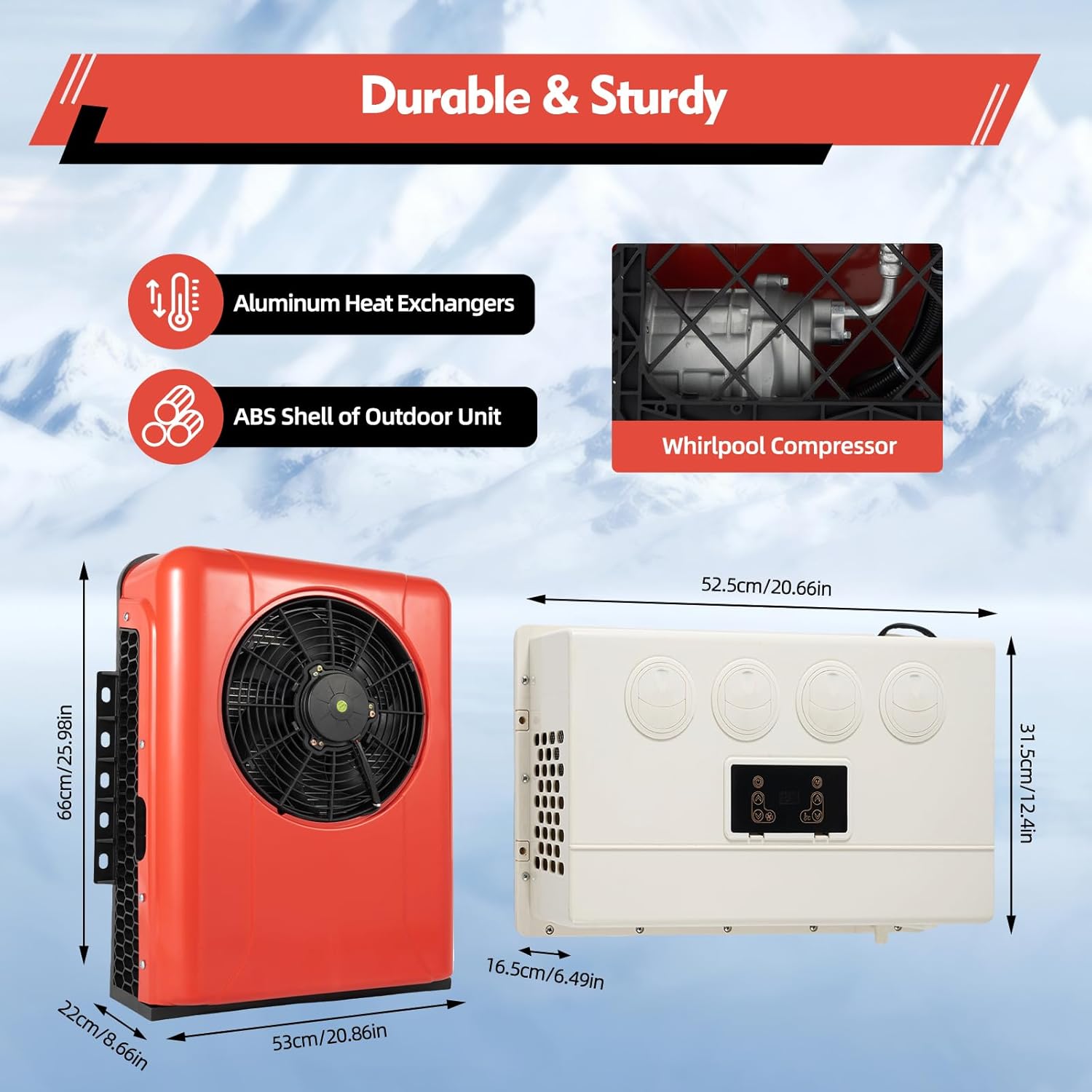 12V 800W Split RV Truck Air Conditioner Set with Outdoor & Indoor Unit, 12000 BTU Multifunctional Portable Camper Air Compressor, 4 Gears Mini Split AC System Unit Low Noise Fit for Rvs Motorhome Bus