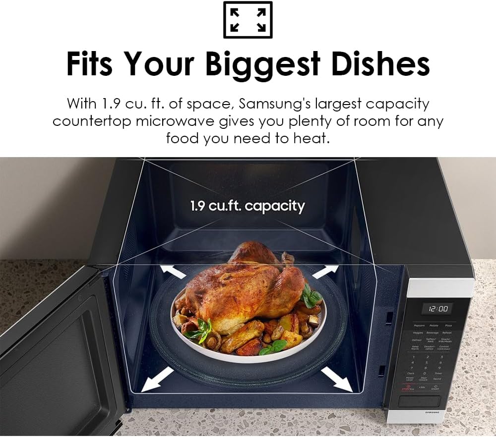 SAMSUNG 1.9 cu. ft. Countertop Microwave with Sensor Cooking, Matte Black Stainless Steel, MS19DG8500MTAA