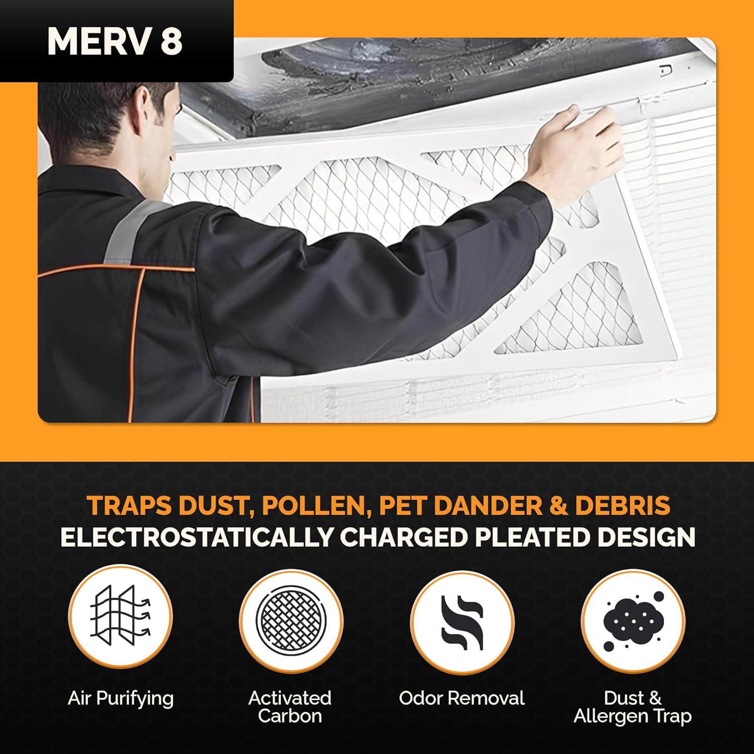 Tiger Tough 21x19x1 Air Filter MERV 8 MPR 600-800, High-Performance Pleated HVAC AC Furnace Filter Replacement for Home, 12-Pack