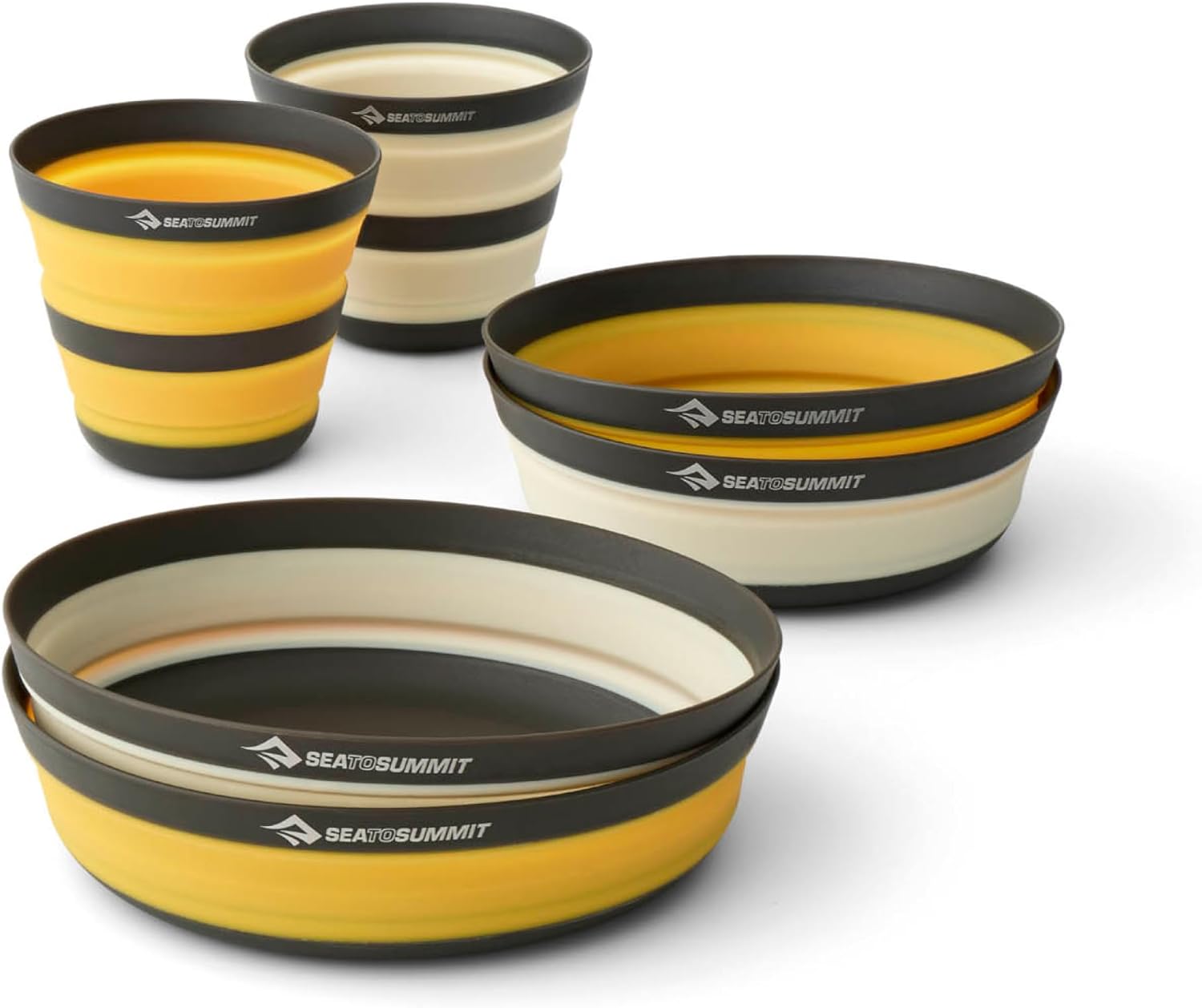 Sea to Summit Frontier Ultralight Collapsible Dinnerware Set, 2-Person (2 Medium Bowls, 2 Large Bowls, 2 Cups)