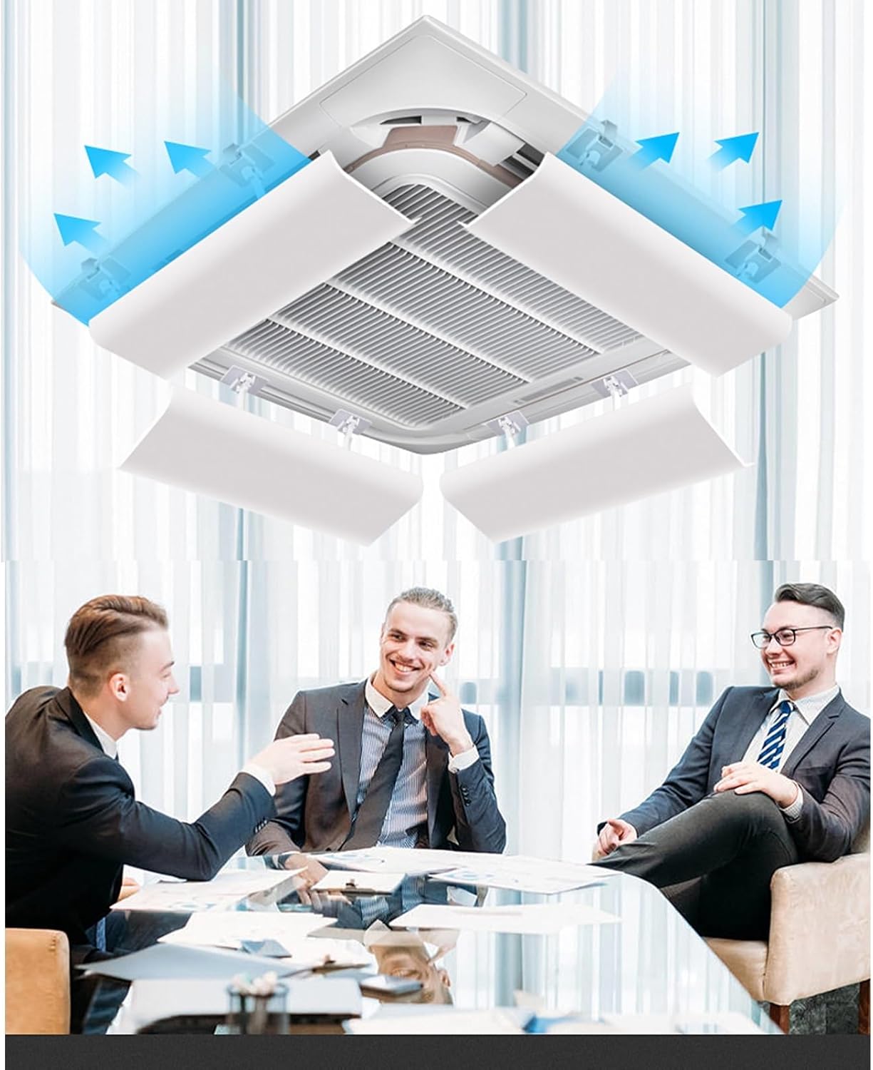 Air conditioning deflector 4PCS Air Conditioner Deflectors for Ceiling Central Air Conditioning Lightweight Plastic Angle Adjustable Prevent The Cold Air from Blowing Straight