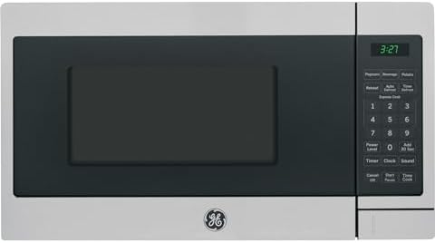 GE Spacemaker Countertop Microwave Oven, 0.7 Cu. FT, 700W with Removable Turntable, 6 Auto Menus, Instant On Controls, Easy Auto or Manual Defrost, Optional Hanging Kit, Stainless Steel