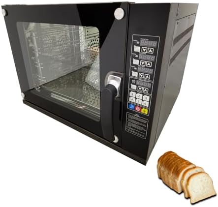 220V Commercial Countertop Convection Spray Baking Oven - 60L (15.85gal) 5500W, 32℉-662℉, 4 Racks, 304 Stainless Steel Hot Air Circulation for Pizza, Cookies, Bread
