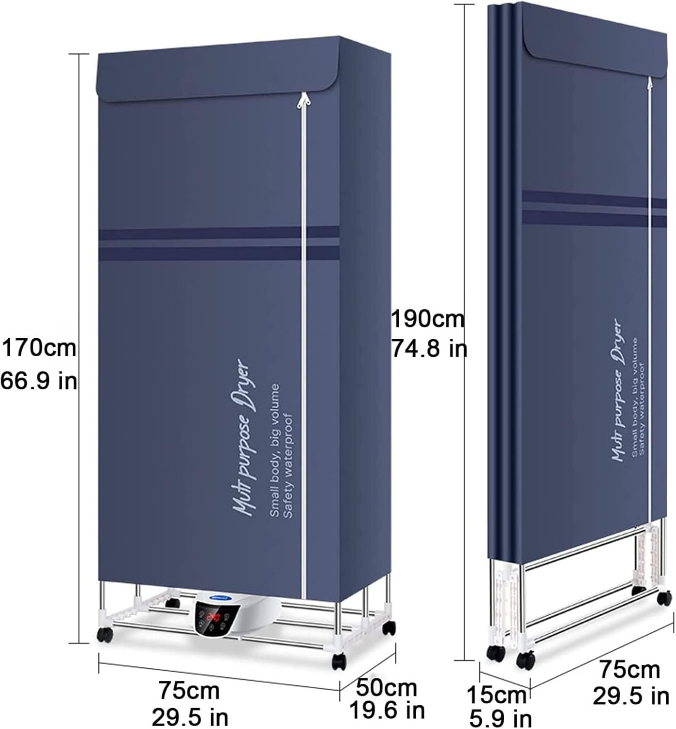 Clothes Airer,Electric Clothes Airer Dryer Rack Foldable with Cover - 2300W Heated Drying Rack Indoor 3-Tier Energy Saving Electric Clothes Dryer