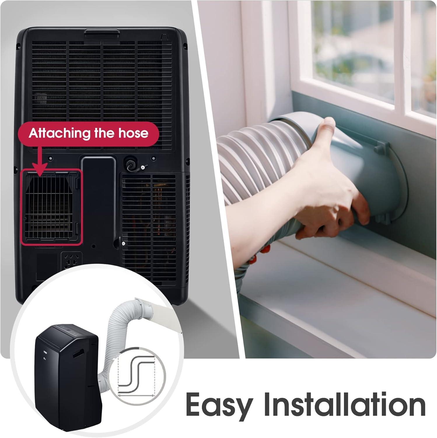LG 10000 BTU (DOE) / (13500 ASHRAE) Portable Air Conditioners Cools 450 Sqft Easy Install & WiFi App Remote Eco-friendly, Quiet Medium & Large Room Air Conditioner AC Unit Home Black LP1023BSSM