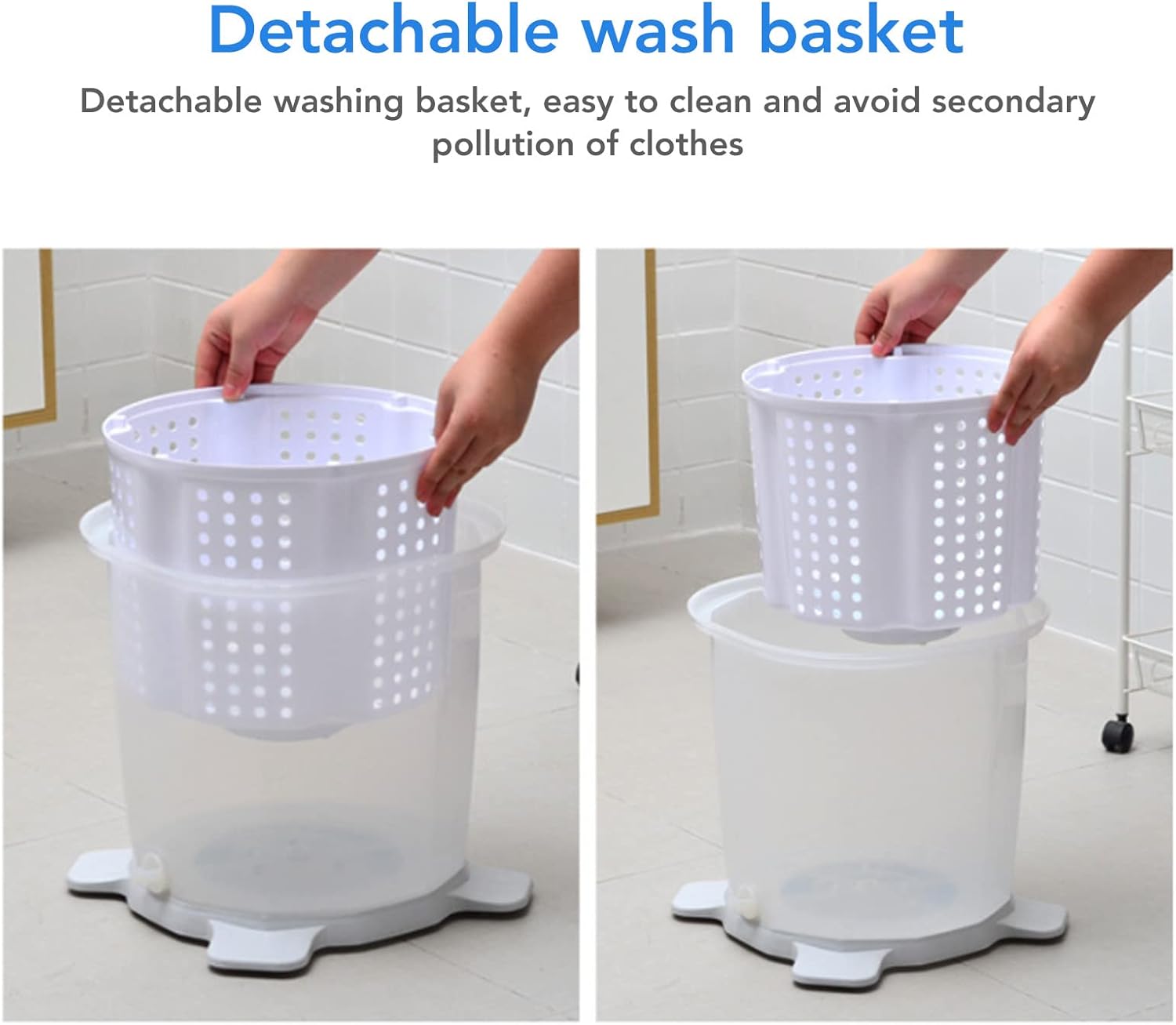 Manual Washing Machine Portable Hand Crank Washer for Small Spaces Compact Non Electric Laundry Solution for Dorm Apartment Camping Travel Lightweight and Easy to Use in Nordic Grey