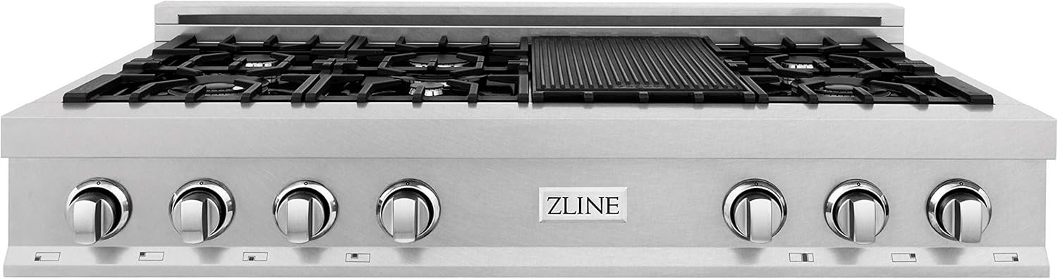 ZLINE 48 in. Legacy Gas Rangetop with 7 Burners and Porcelain Cooktop in Satin Stainless Steel (RTS-48)