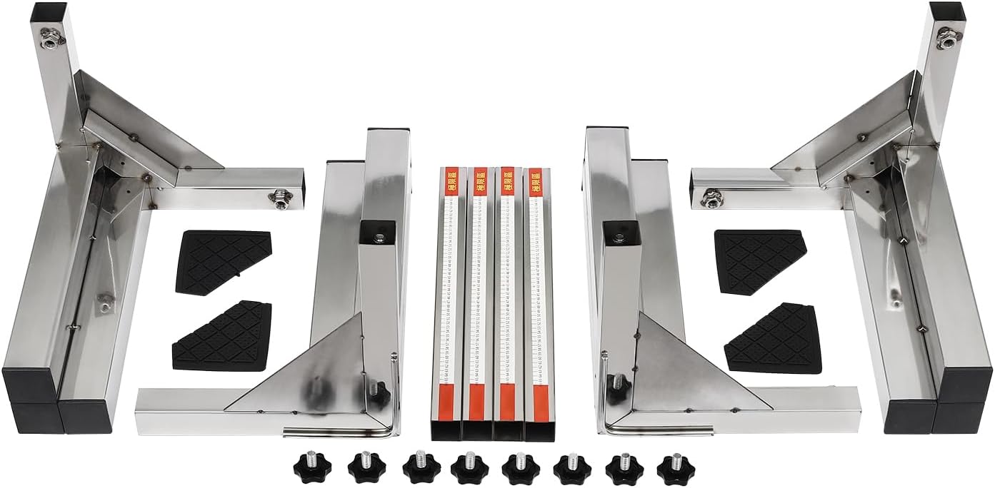 Laundry Pedestal,Heavy-Duty Stainless Steel Washing Machine Stand,12inch Height Universal Washer and Dryer Pedestal Adjustable Refrigerator Stand for Furniture Washing Dryer (Silver)