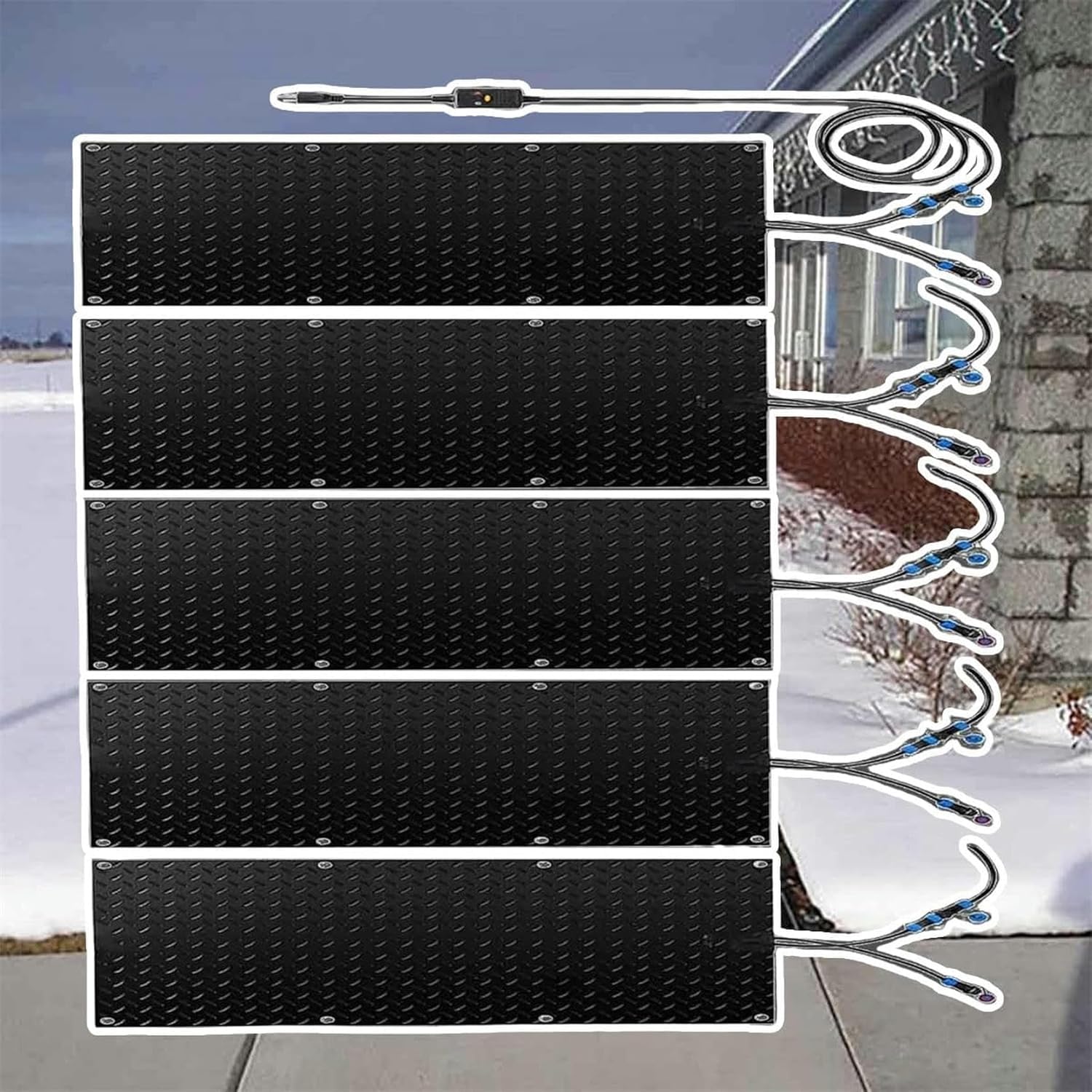 AMNOOL Snow Melting Walkway Mat Roof Heat Panel for Ice Dams Non Slip Rubber Heated Mat Black Roof Heated Outdoor Mats for Winter