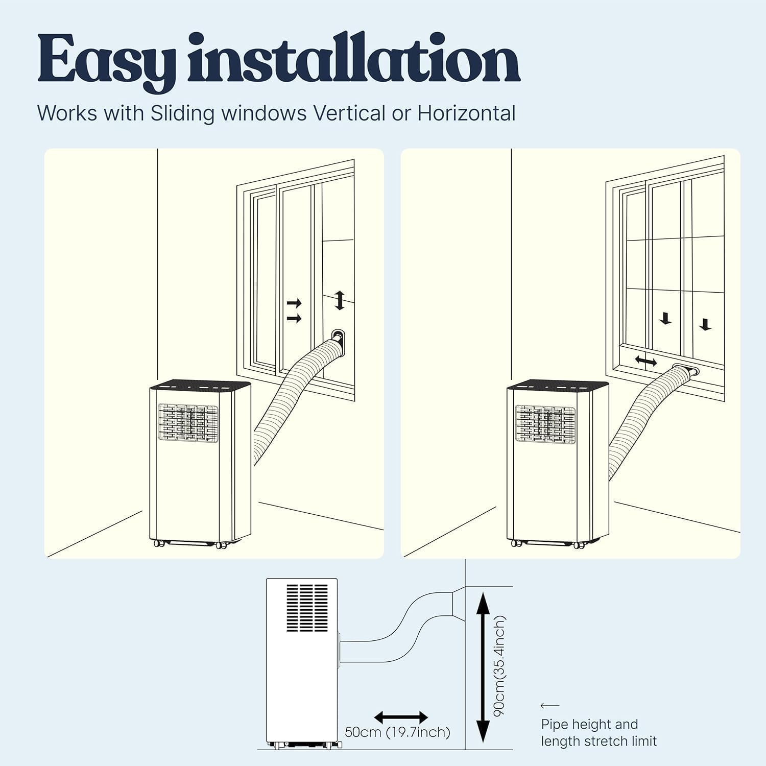 Lifemaster 14,000 BTU Dual Hose Portable Air Conditioner for 600 square feet rooms with 3 Operation Modes Dehumidifier, Cooling, and Fan, Suitable for Home, Office, School, & Business Rooms