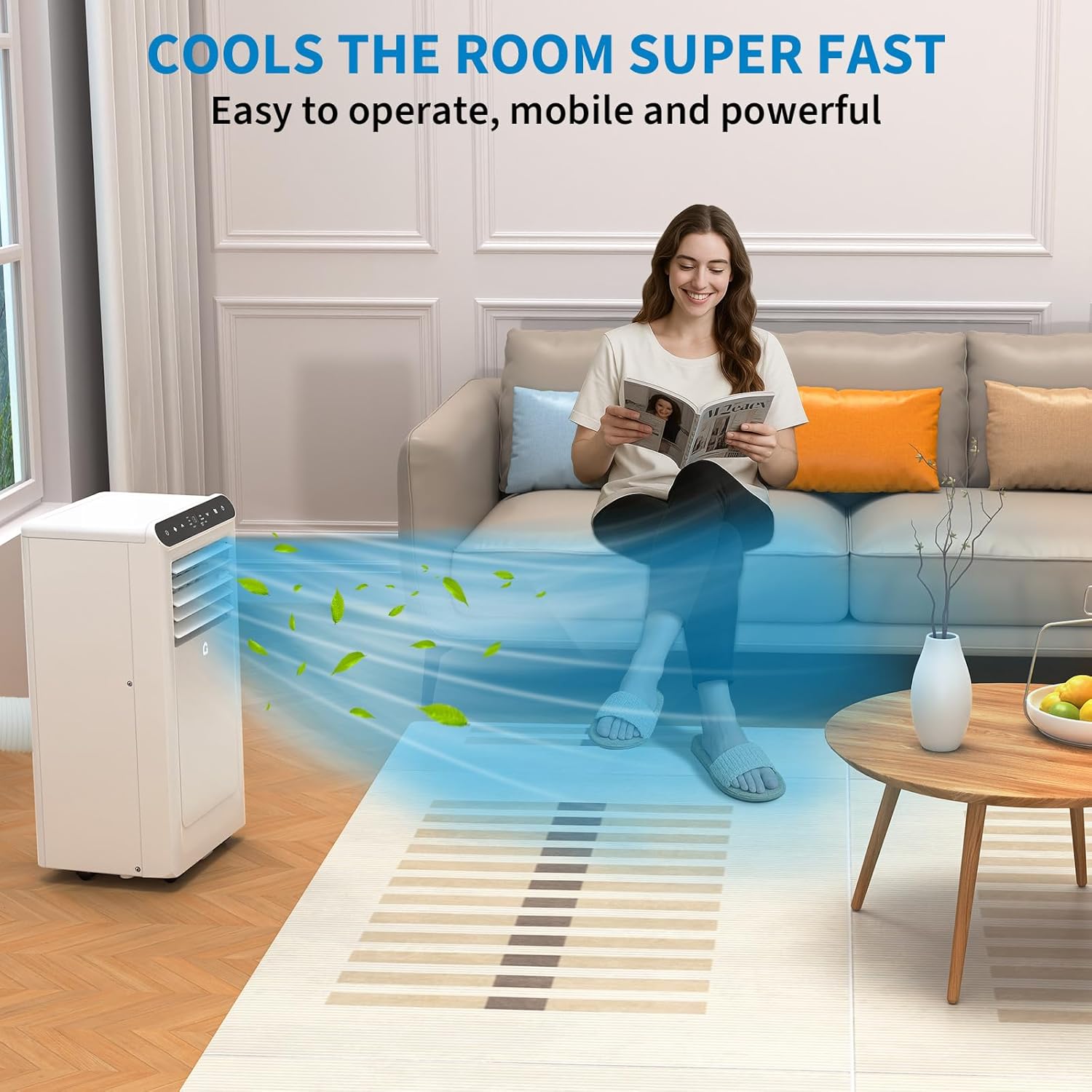 GlowSol 8,000 BTU 3-in-1 Portable Air Conditioner: Cools, Fan & Dehumidifies Up to 350 Sq.Ft - Remote, 24H Timer for Home/Office