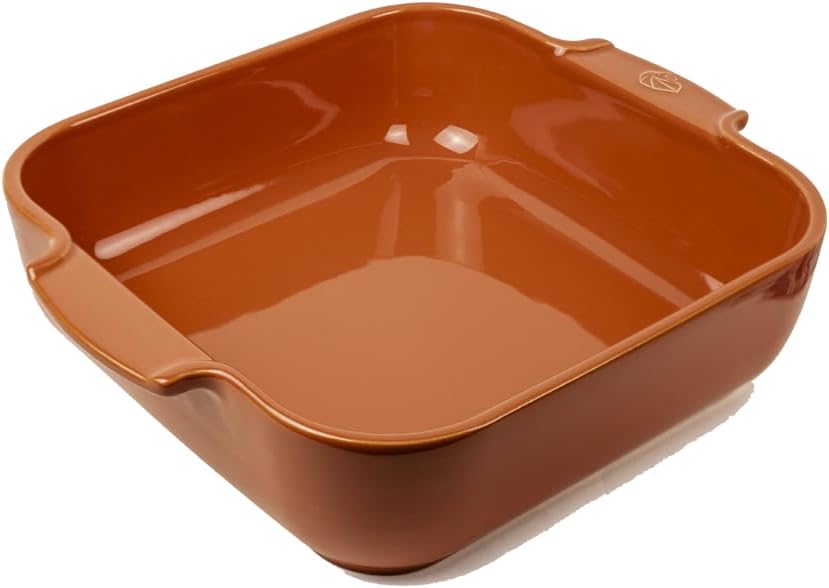 Peugeot - Appolia Square Oven Dish - Ceramic Baker with Handles - Terracotta, 9 x 2.5 inches, (61111)