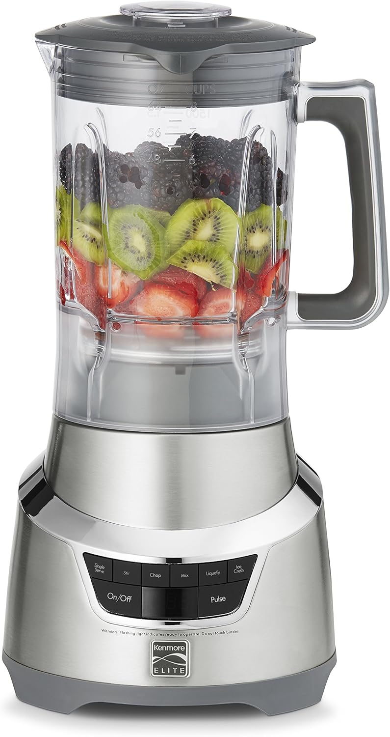 Kenmore Elite 76773 1.3 Horsepower Blender with Single Serve Cup in Stainless Steel