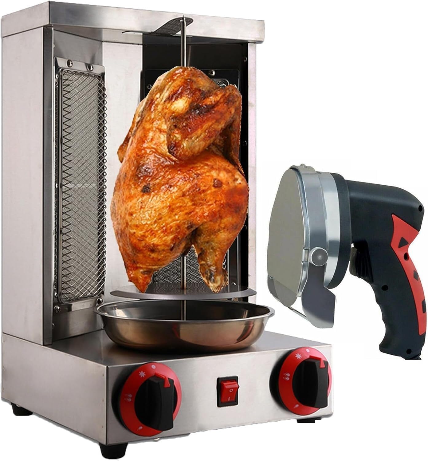 Commercial Barbecue Machine and Electric Kebab Cutter | Electric Doner Kebab Machine with 2 Burners | 360° Rotating Electric Doner Grill Kitchen Tools