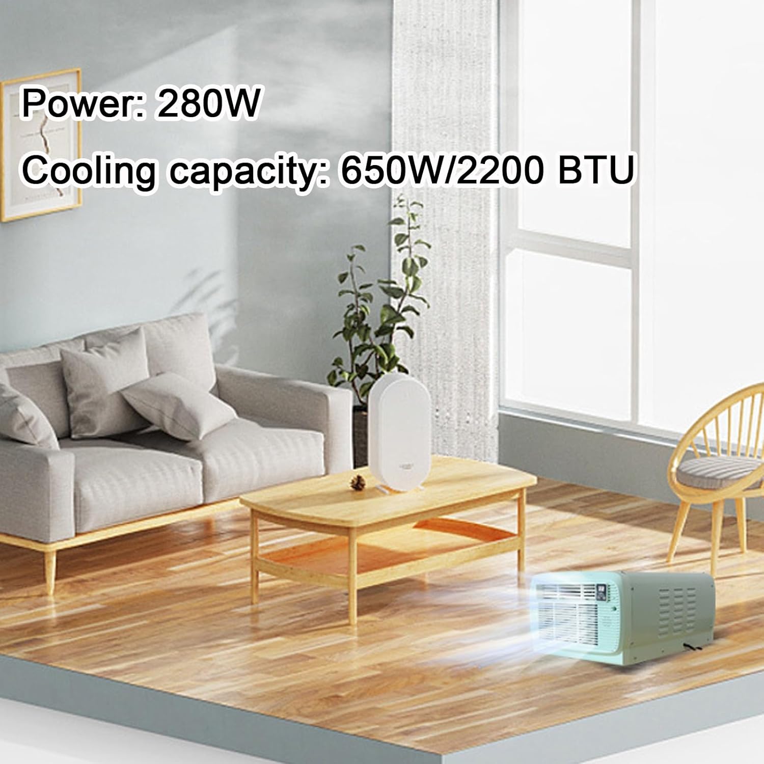2200 BTU Portable Camping Air Conditioner Small Compressor Refrigeration Low Energy Air Cooler for Room Pets Outdoor Cooling(220v)