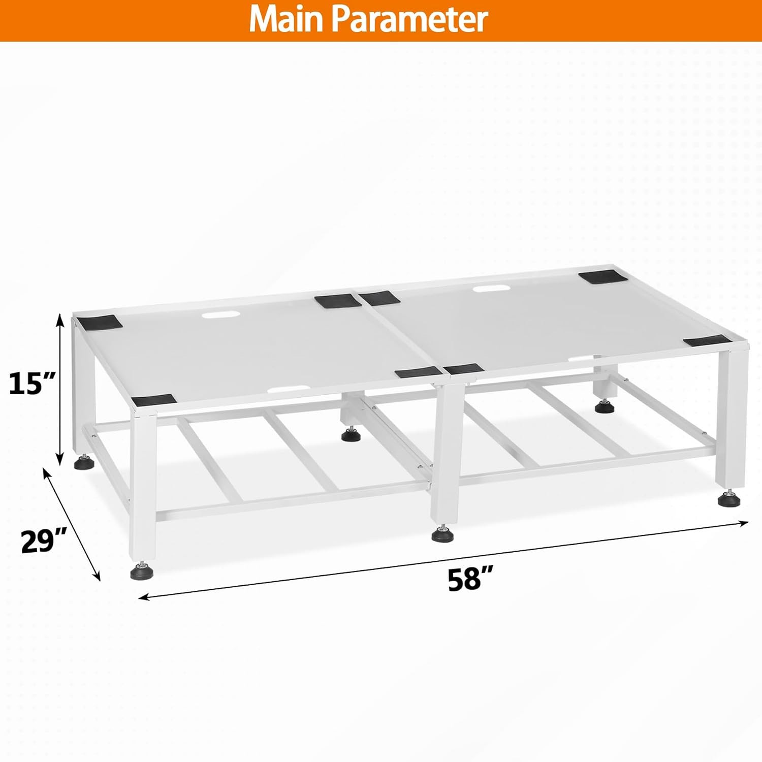 Heavy Duty Washer Dryer Pedestal Stand - 1400lb Capacity, Steel Frame Washing Machine Base, Universal Fit - 58x29x15 Inch (2 Pack)
