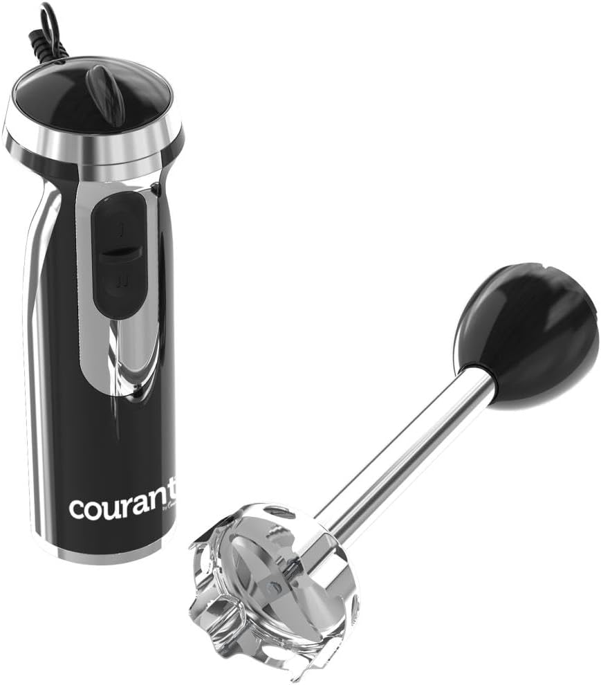 Courant Immersion Hand Blender with Stainless Steel Shaft, Variable Speed Control, Whisk Attachment, and 20 oz Measuring Cup