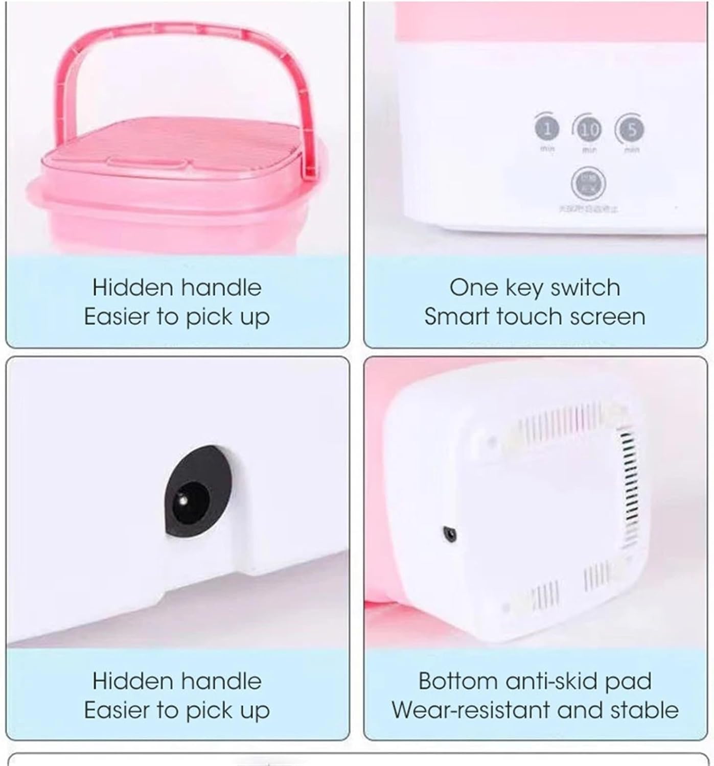 Compact Laundry. Mini Washing Machine For Clothes With Bucket Socks Underwear Folding Portable Drying Centrifuge .Portable(Pink)