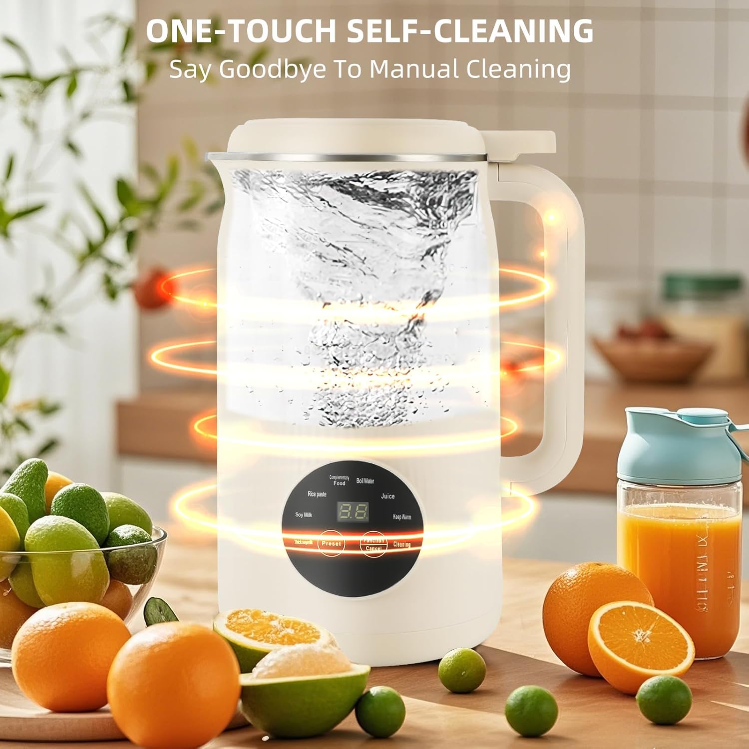 8 in 1 Nut Milk Maker, 40.58oz Soy Milk Maker Machine, with 10 Blades, Nut Milk Maker Machine for Homemade Plant-Based Milk, Oat, Soy, with Delay Start/Keep Warm/Boil Water