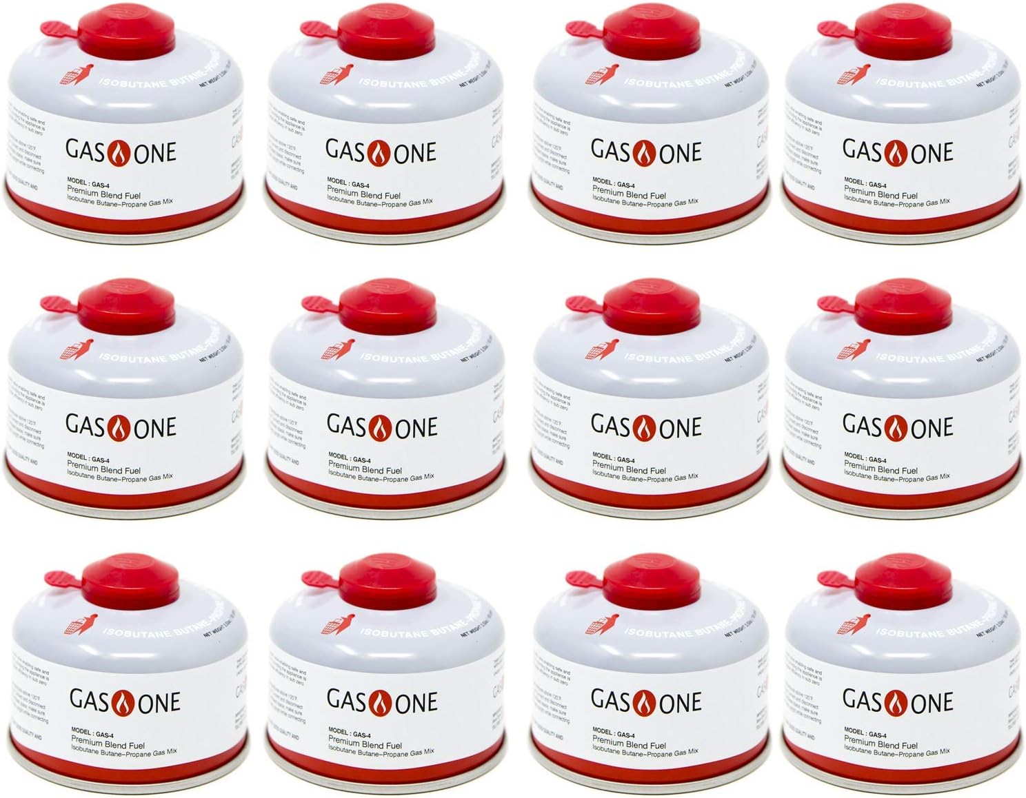 Gas One Camping Fuel Blend Isobutane Fuel Canister 100g (12 Pack)