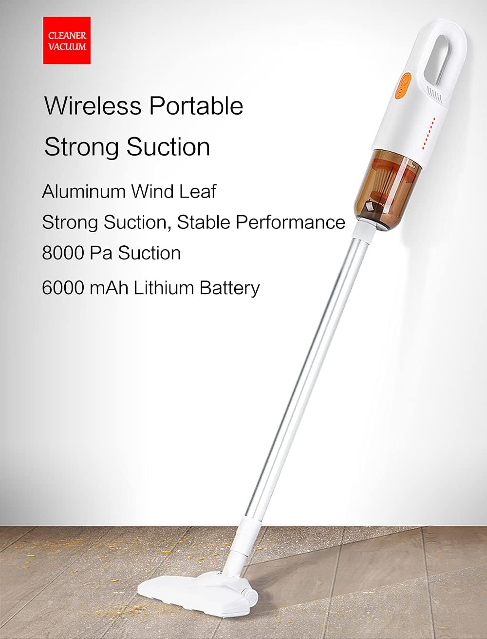 Aoun Lightweight Cordless Stick Vacuum Cleaner, Powerful Suction Handheld Upright Rechargeable Cordless Vacuum Cleaner with HEPA Filter, Stick Vacuum for Pet Hair Hardwood Floors, Carpet (White)