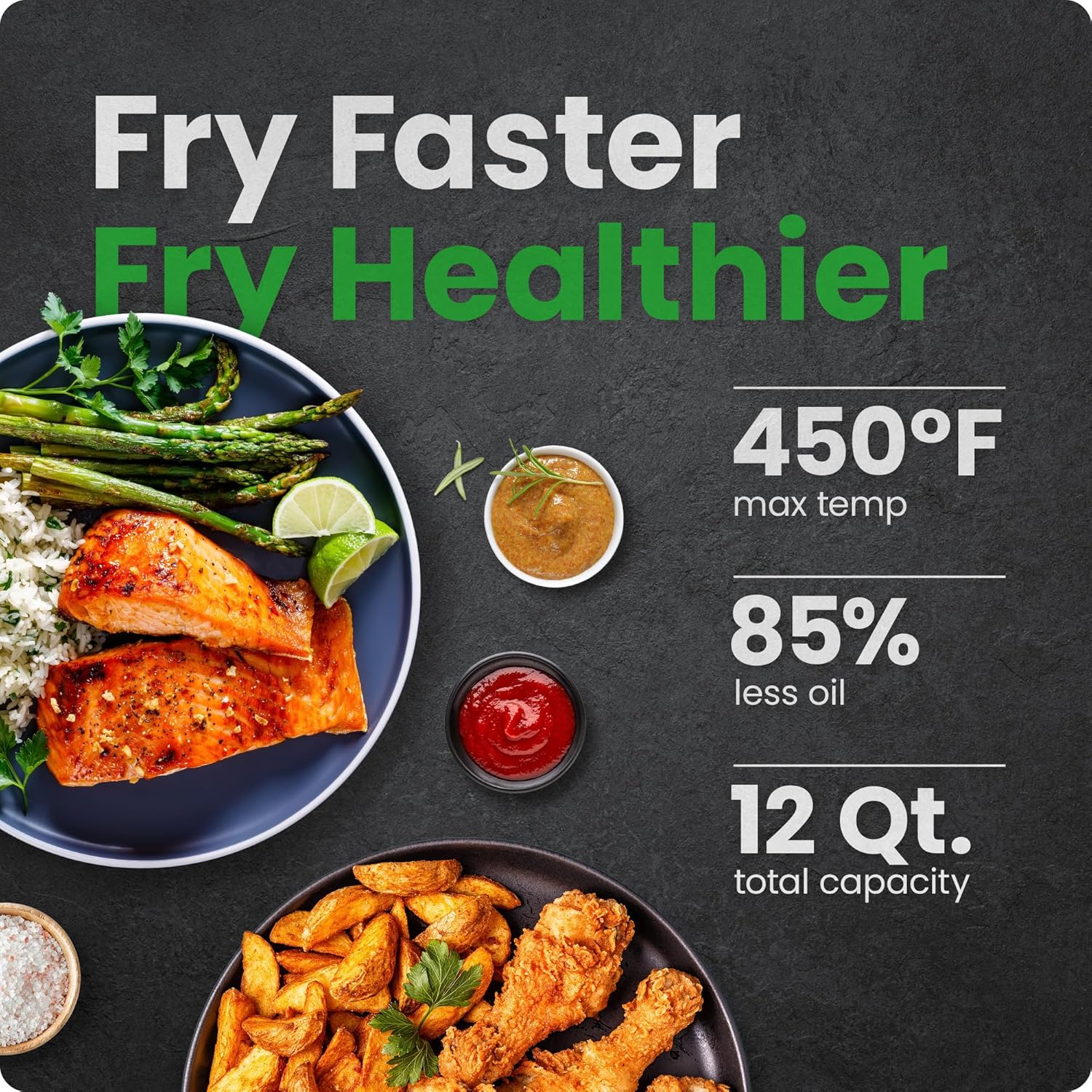 CHEFMAN ExacTemp™ 12 Quart 5-in-1 Air Fryer with Integrated Smart Cooking Thermometer, 28 Touchscreen Presets, Rotisserie, Dehydrator, Bake, XL Convection Oven with Auto Shutoff, Black