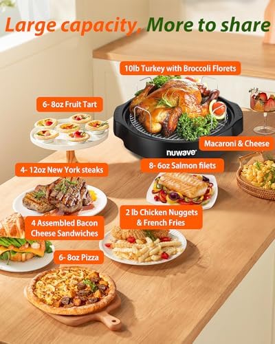 Nuwave Oven Pro Plus Air Fryer, Infra-Red Countertop, 2025 Advanced Convection, No Defrosting or Preheating, Cook Fresh or Frozen, Durable Power Dome, 100 Presets & 50 Memory, PFAS Free, Black