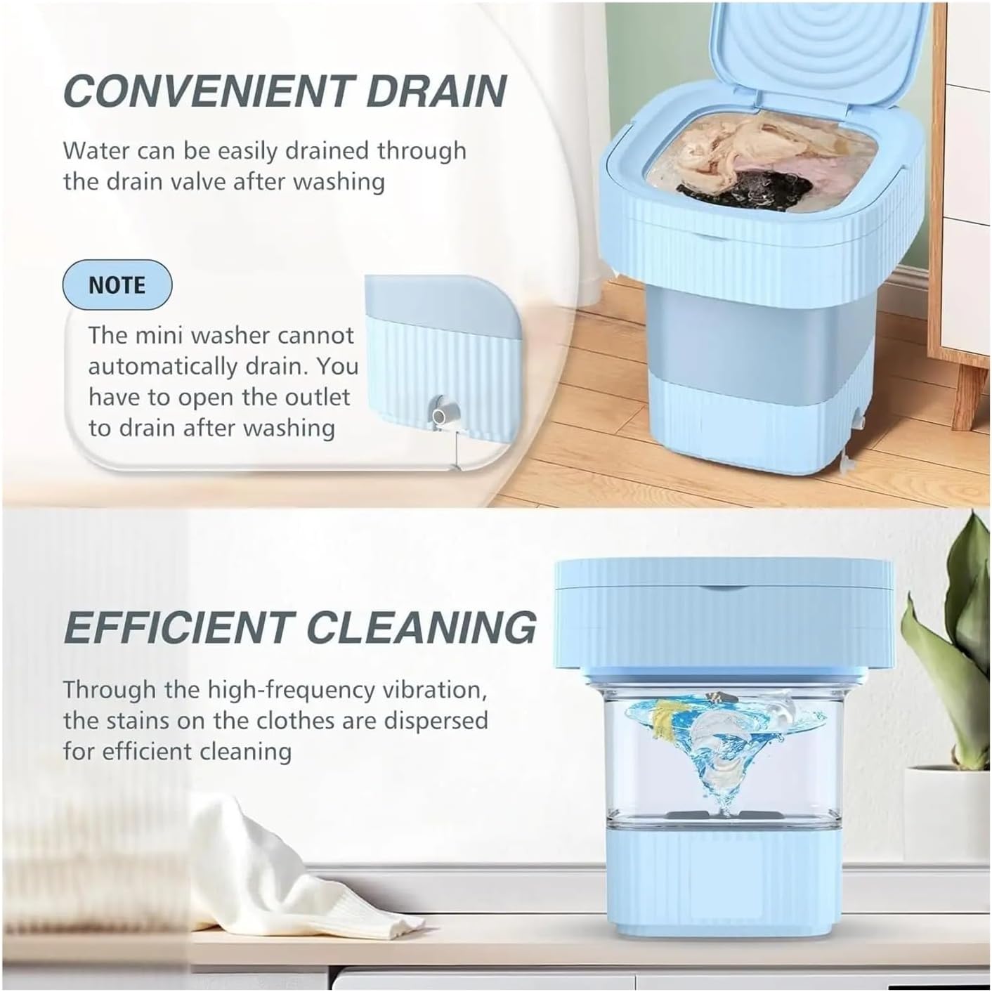 Portable Washing Machine, 8L Mini Washing Machine Foldable Mini Washer, Deep Cleaning,for Travel,Camping, RV & Dorms