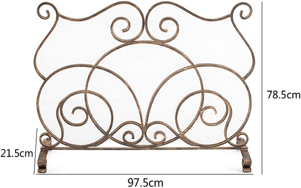 Wrought Iron Fire Screen Spark Guard - European Decorative Fireplace Partition for Living Room & Heater Protection - Stylish Home Décor Accessory