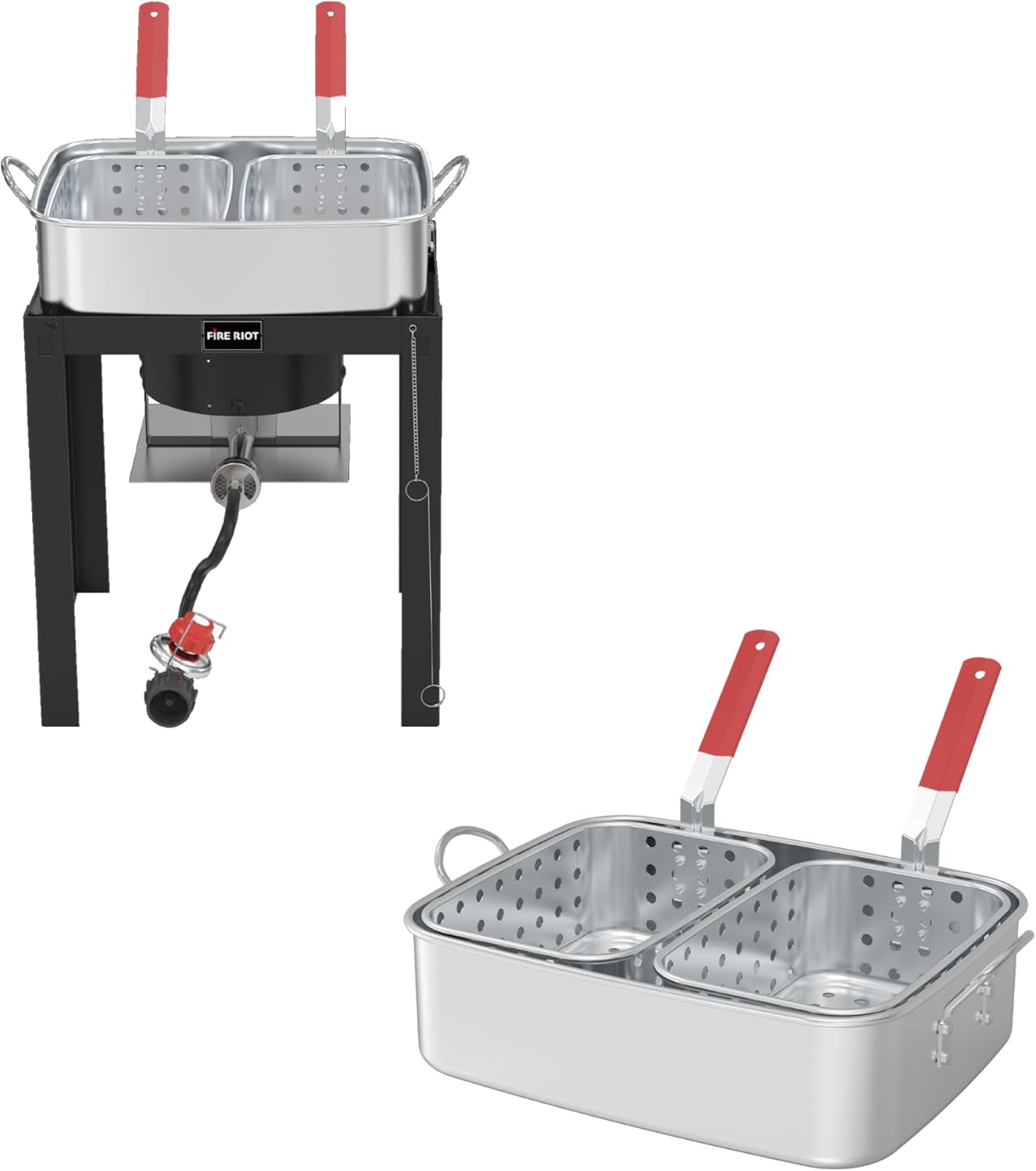 50,000 BTU Propane Burner & 18QT Aluminium Deep Fryer with Dual Baskets – Lightweight, Durable, and CSA-Approved for Outdoor Cooking – Perfect for Fish, Chicken Wings, and French Fries