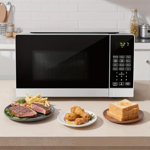 Compact Microwave Oven with 9 Auto Menus & Child Lock, LED Lighting, 0.7 Cu Ft, 700W - Easy Clean Kitchen Appliances, Quick Cooking for Family & Company Gatherings (1)