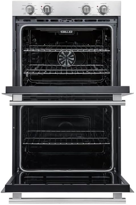 Forno Vomero 30-Inch Double Wall Oven, 10 cu.ft Total Capacity, 7100W Electric Convection with Manual Steam Clean & Mechanical Controls, Includes Both Antique Brass Stainless Steel Handles - White