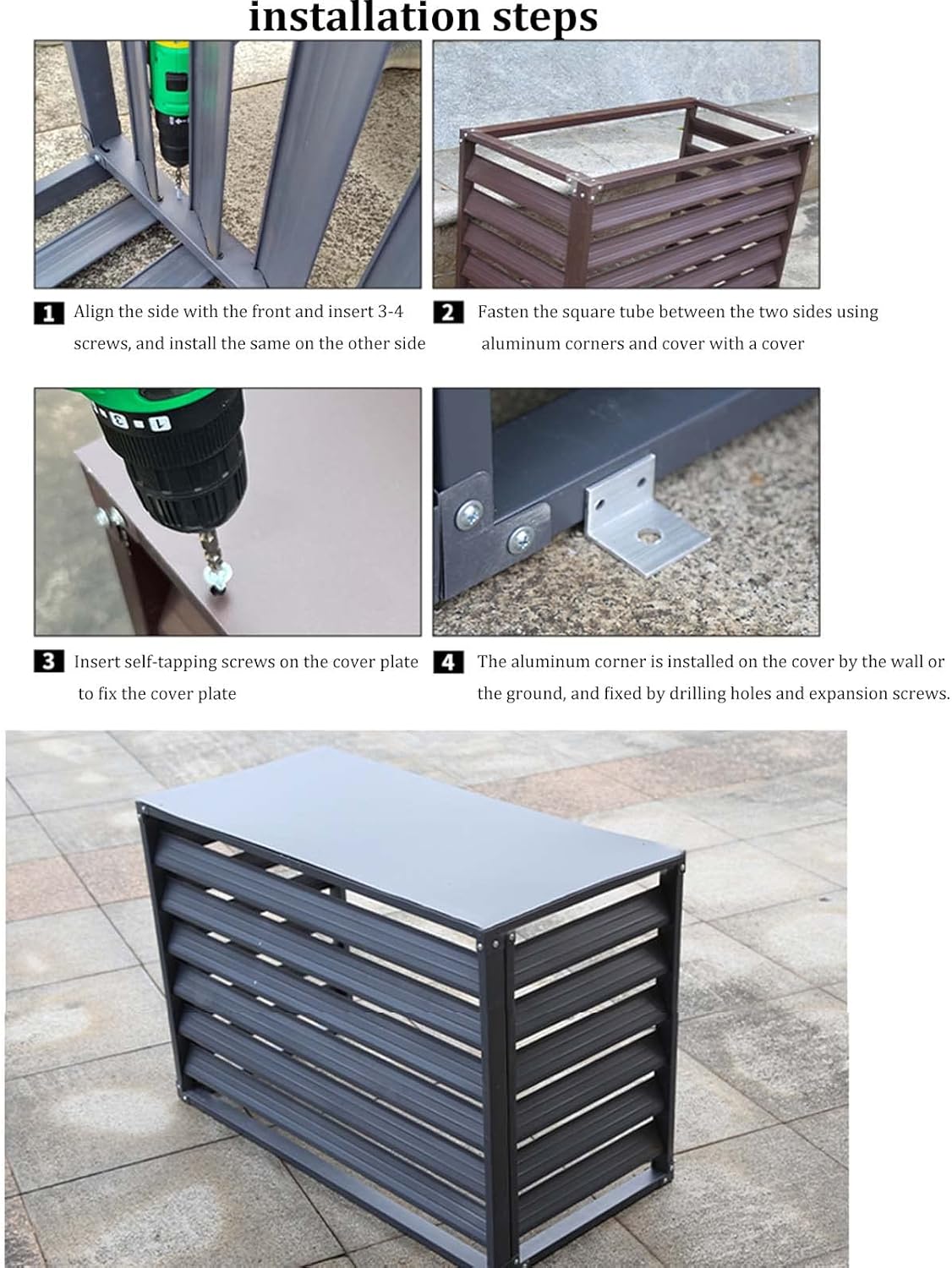 Cover for Outdoor Air Conditioning Cover Decorative Privacy Screen, Aluminum All-Weather Central Air Conditioner Protection Cover for Outside Units,freestanding Enclosure to Cover Garbage Or Ac Units