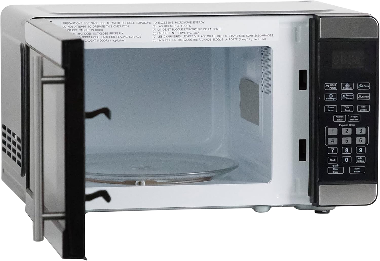West Bend Microwave Oven 700-Watts Countertop Compact Footprint with 6 Pre Cooking Settings, Speed Defrost, Electronic Control Panel and Glass Turntable Perfect for Small Spaces, 0.7-Cu.Ft., Metallic