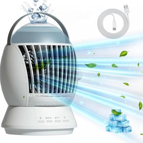 Portable Air Conditioning Air Cooling Fan Conditioning Oscillating Small Conditioner 3 Speed Water Misting For Bedroom Low Noise USB Fan For Sleep