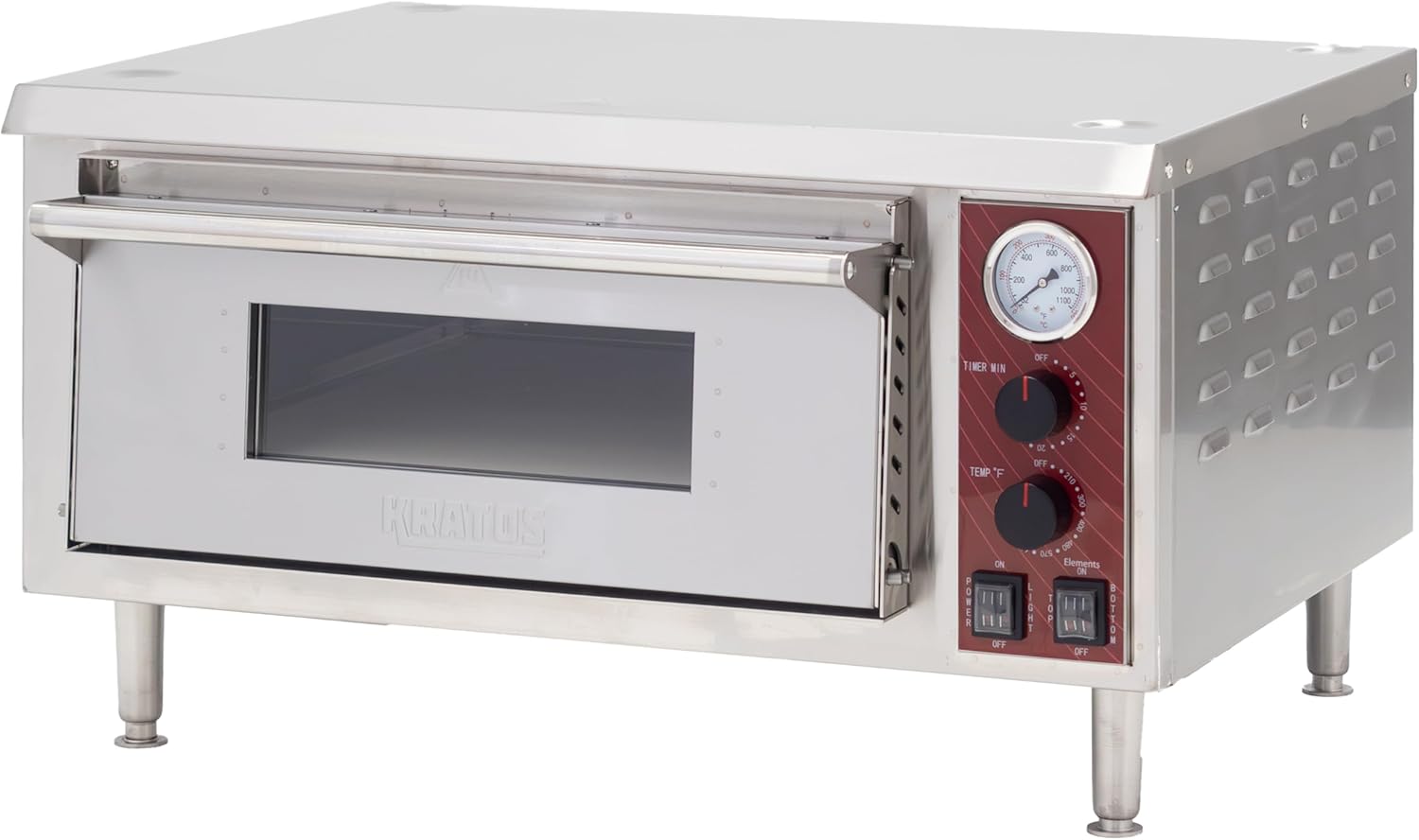 Kratos Commercial Oven, Single-Deck Countertop Electric Pizza/Bakery Oven, Stainless Steel, Cooks 18