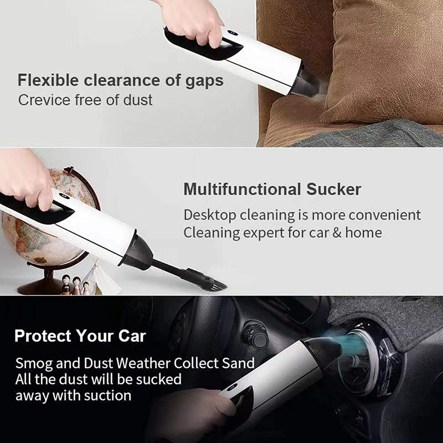Handheld Vacuum Cordless, Handheld Vacuumwith Rechargeable, Portable High-Power Cyclone Dust Collector Wet and Dry Vacuum Cleaner Suitable for Cleaning Household Pet Fur Cars