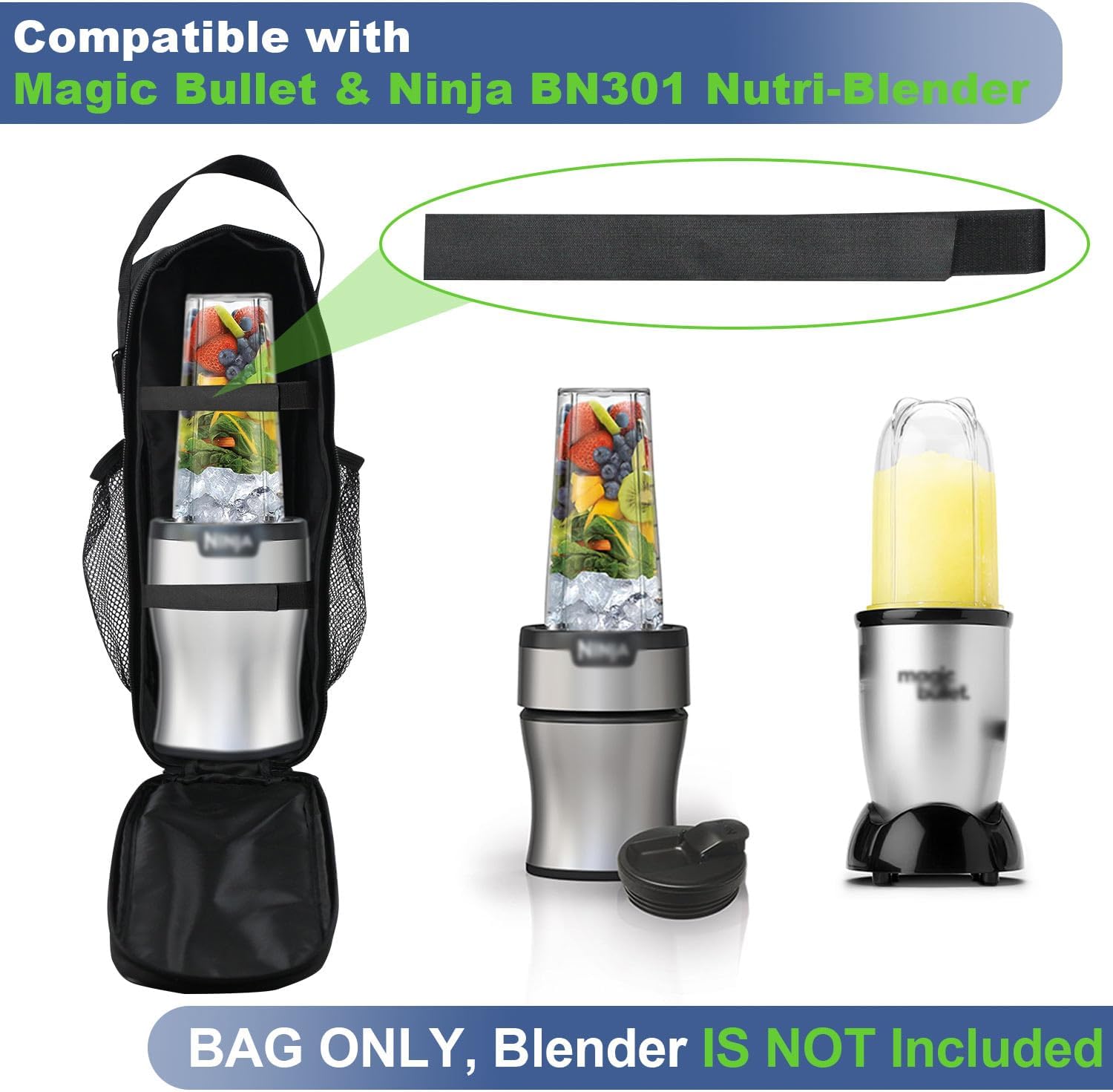 Carry bag for Ninja BN301 Nutri-Blender Plus Compact Personal Blender, Portable Outdoor Blender Travel Carrier Bag with Adjustable Strap, Blender Storage Case for Ninja BN301& Magic Bullet