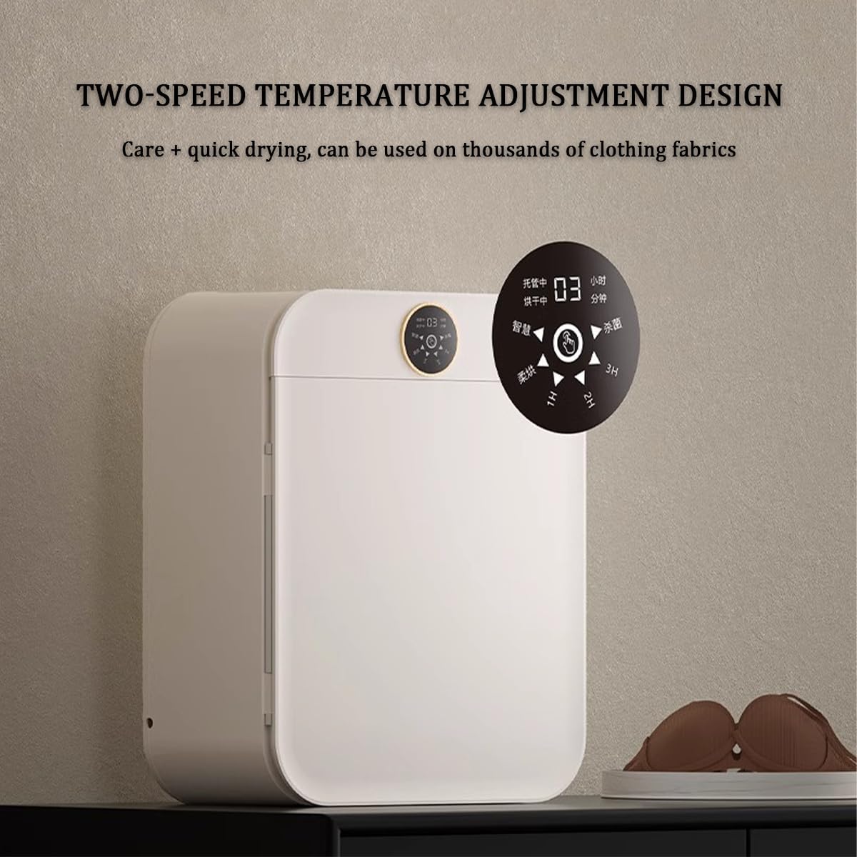Compact Vented Tumble Dryer, 8L Small Tumble Laundry Dryer with Smart Touch Screen, Timer and 2 Heat Settings