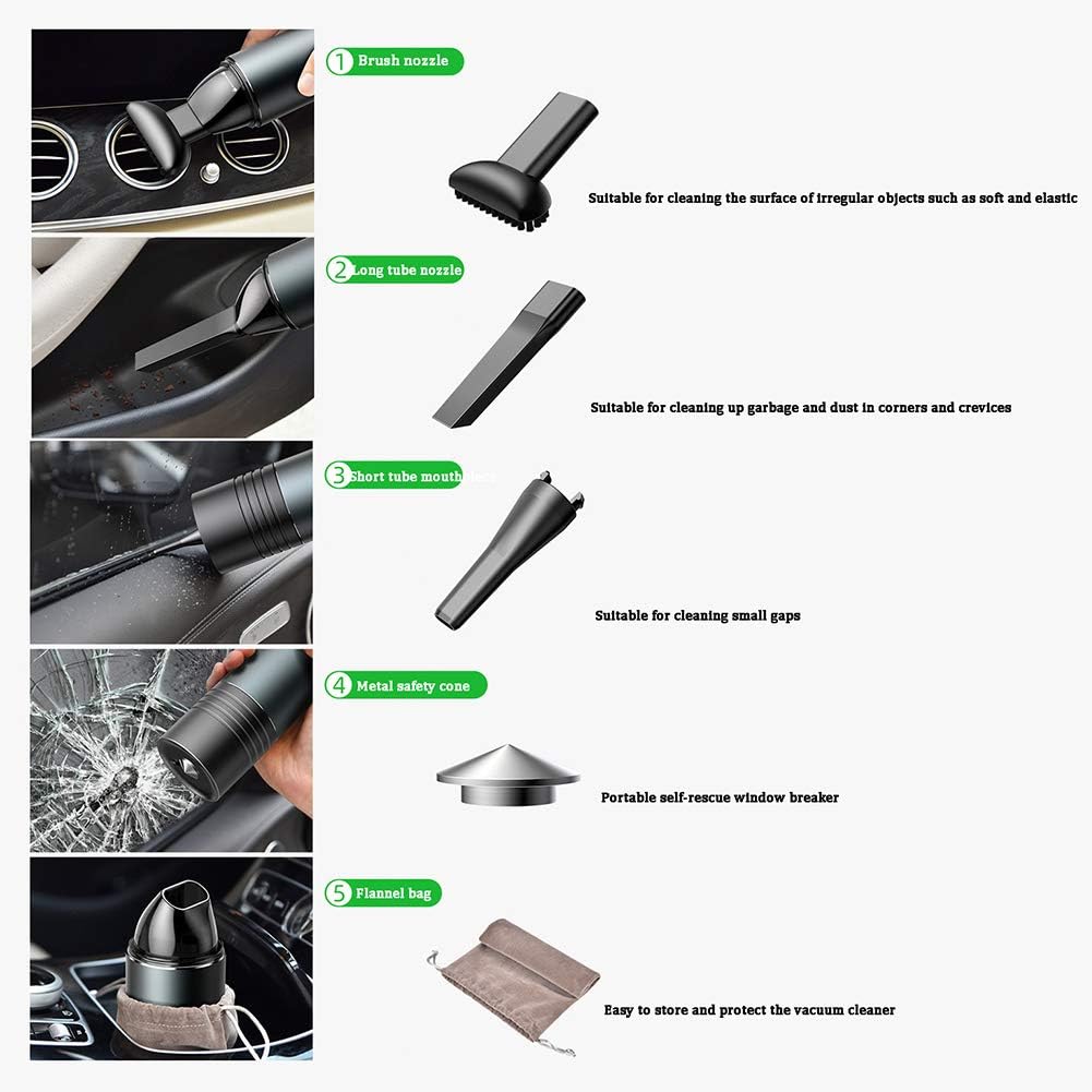 Handheld Vacuum Cleaner Cordless 5300Pa Rechargeable Lightweight Wet Dry Vacuum Car Vacuum Cleaner with HEPA Filter for Home, Car and Pet,Black (Red)